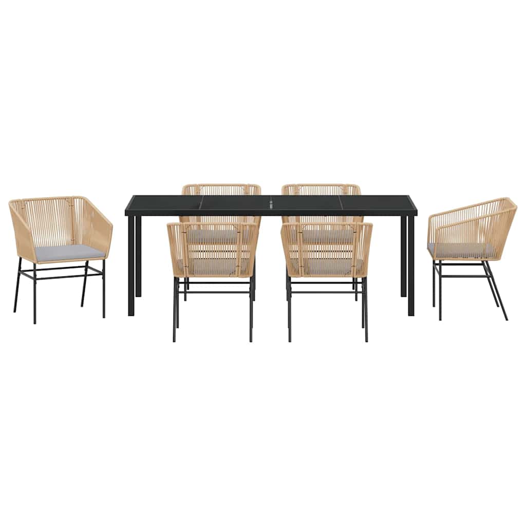 Ensemble de salle à manger pour jardin 7 pcs Marron