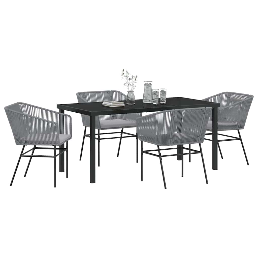 Ensemble de salle à manger pour jardin avec coussin 5 pcs Gris - XIOS