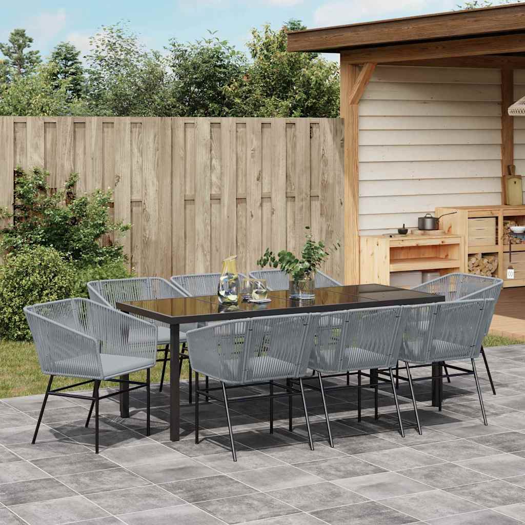 Ensemble de salle à manger pour jardin avec coussin 9 pcs Gris - XIOS