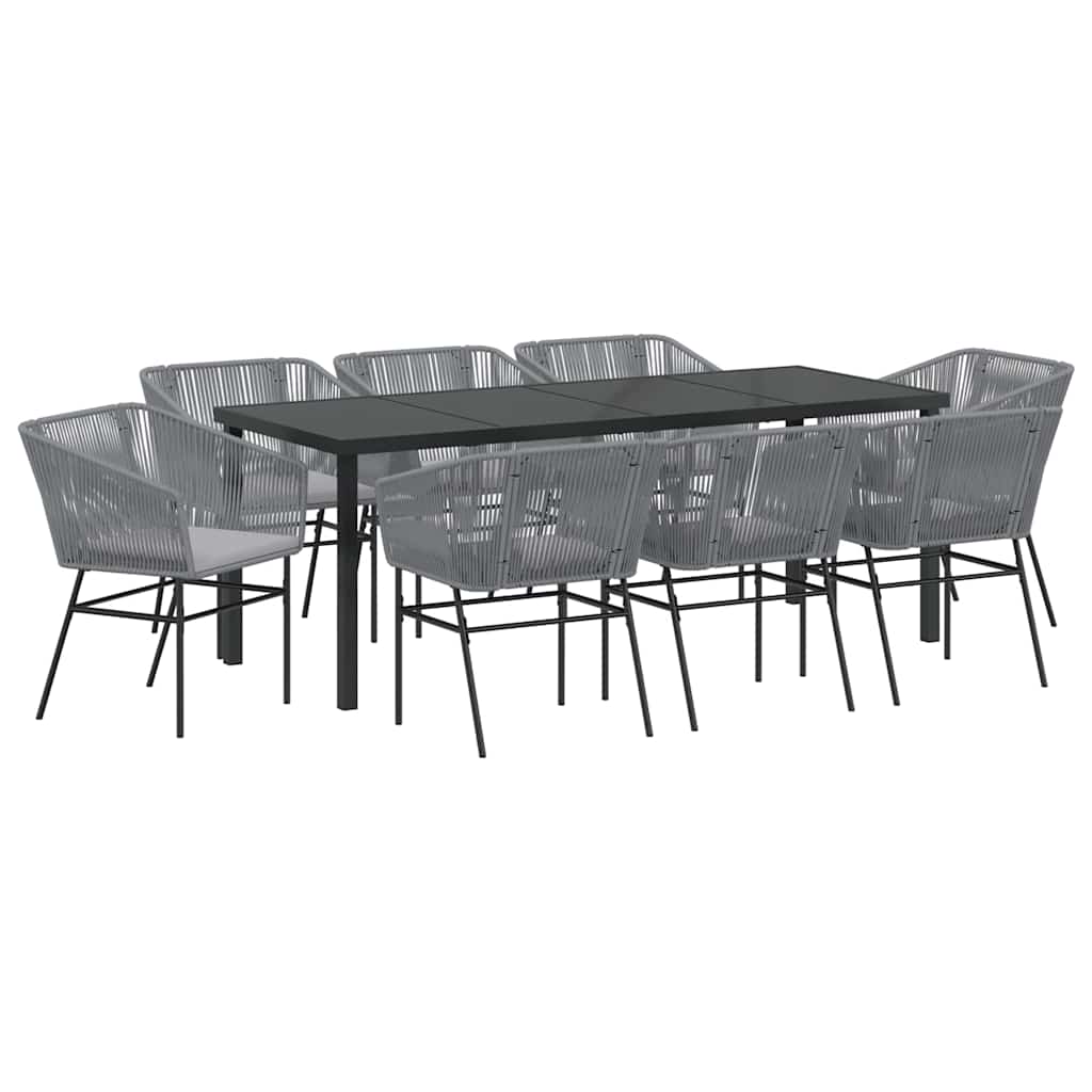 Ensemble de salle à manger pour jardin avec coussin 9 pcs Gris - XIOS
