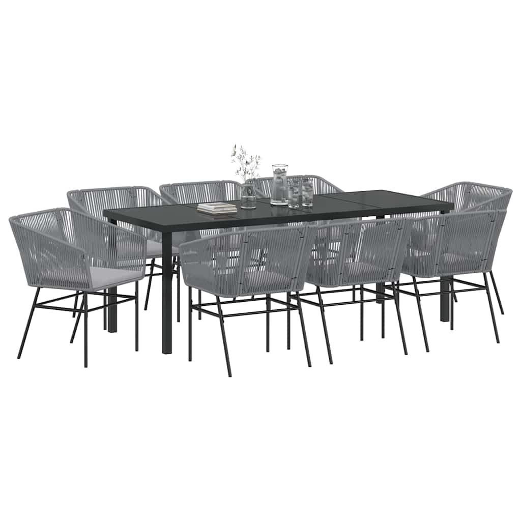 Ensemble de salle à manger pour jardin avec coussin 9 pcs Gris - XIOS