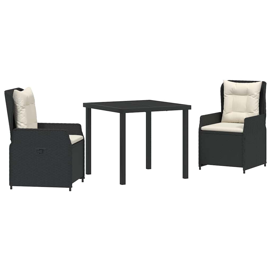 Ensemble de salle à manger pour jardin 3 pcs Noir polyrotin - XIOS