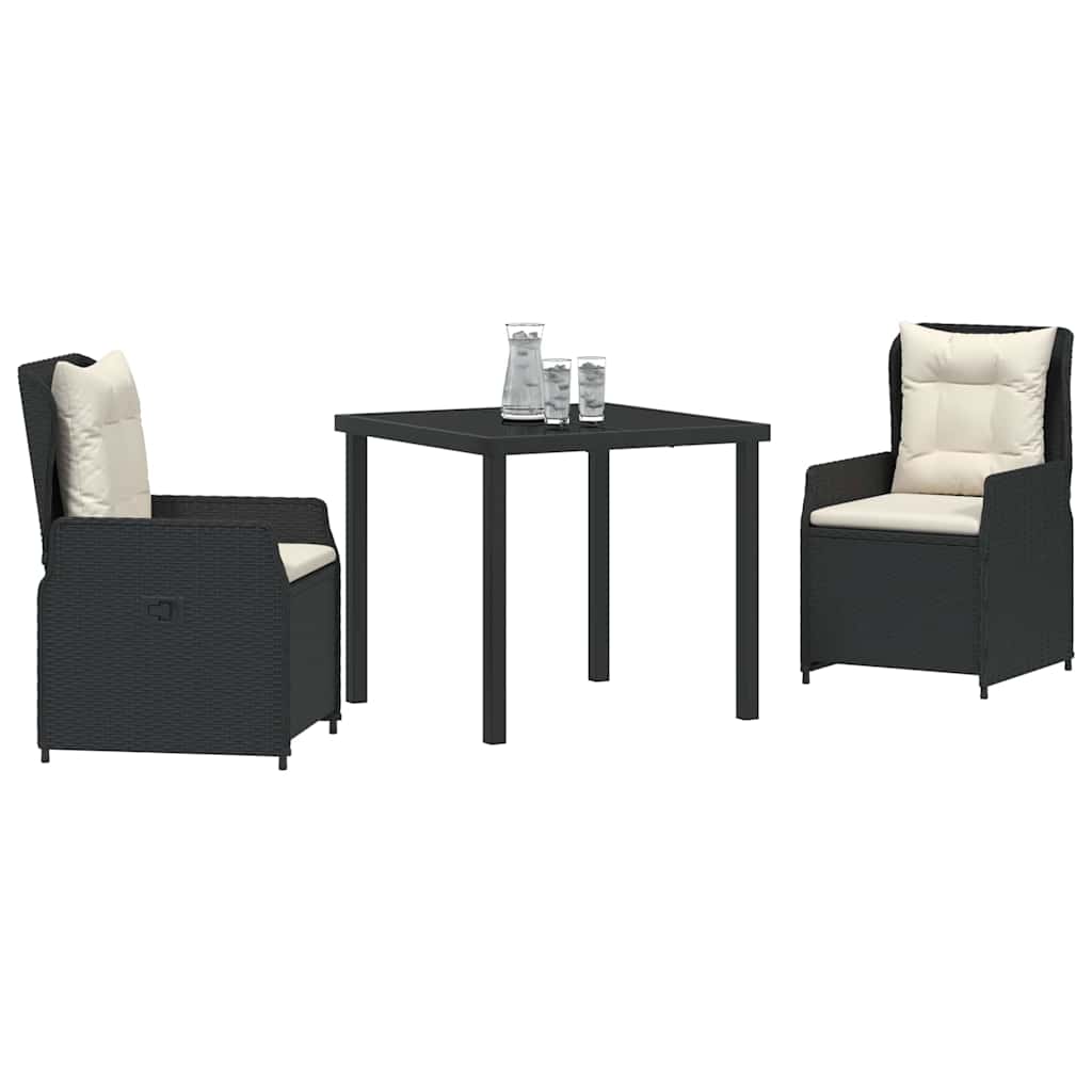 Ensemble de salle à manger pour jardin 3 pcs Noir polyrotin - XIOS
