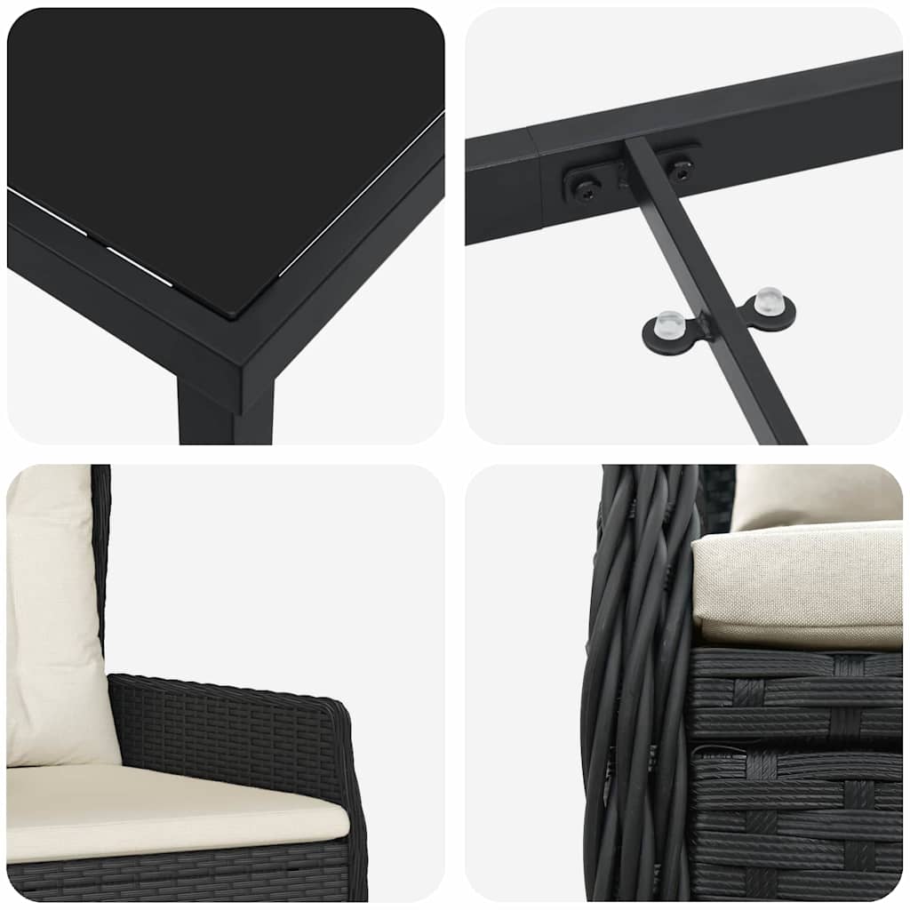 Ensemble de salle à manger pour jardin 5 pcs Noir polyrotin - XIOS