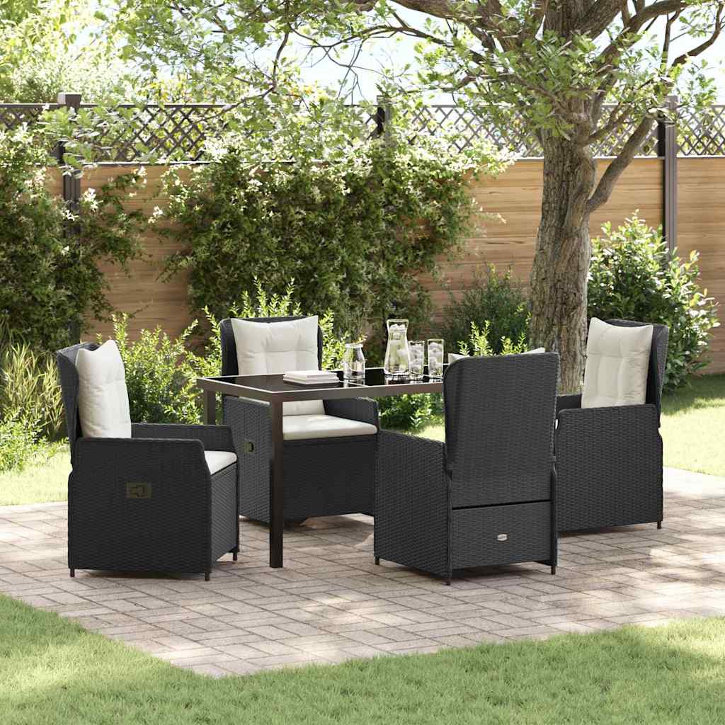 Ensemble de salle à manger pour jardin 5 pcs Noir polyrotin - XIOS