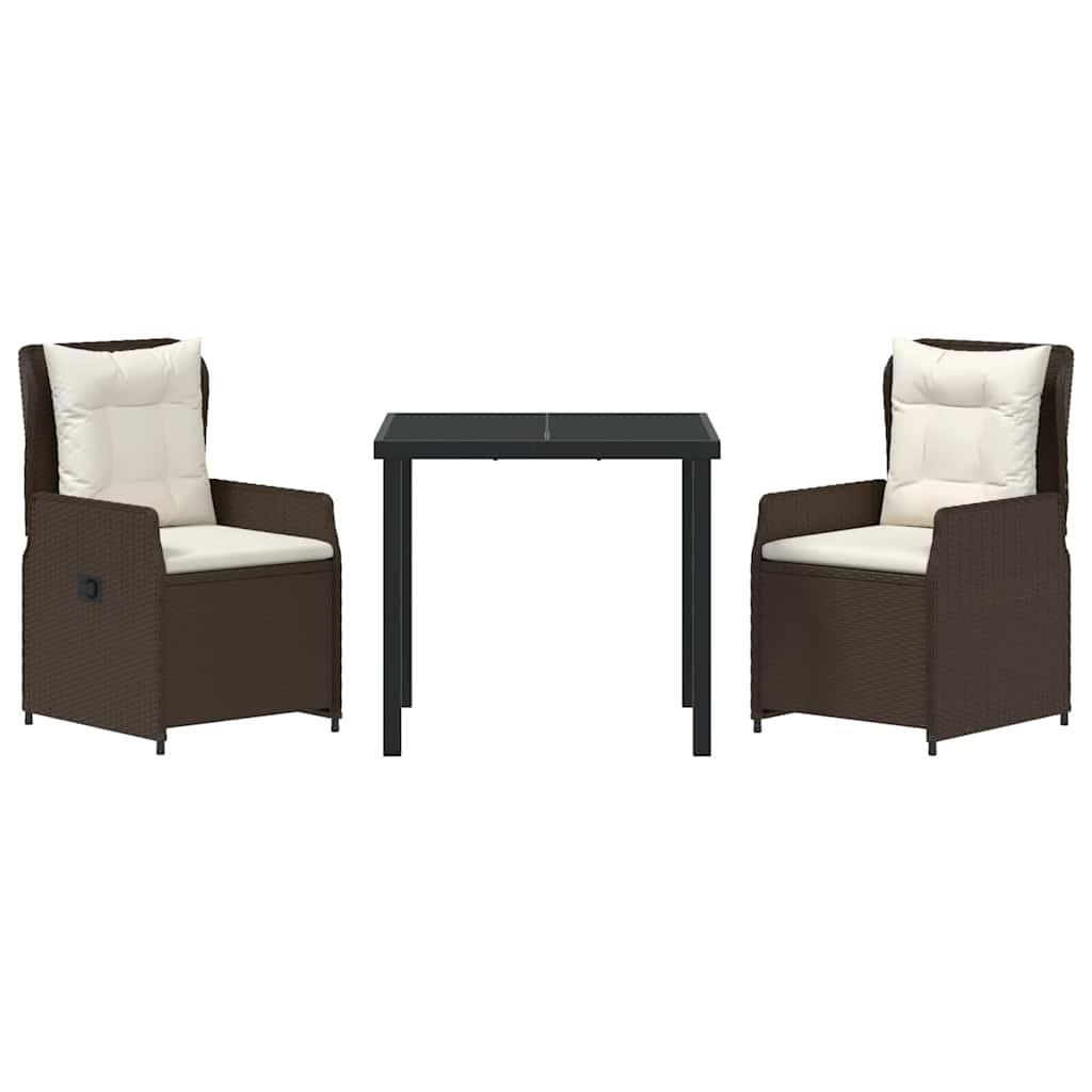 Ensemble de salle à manger pour jardin 3 pcs Marron polyrotin - XIOS