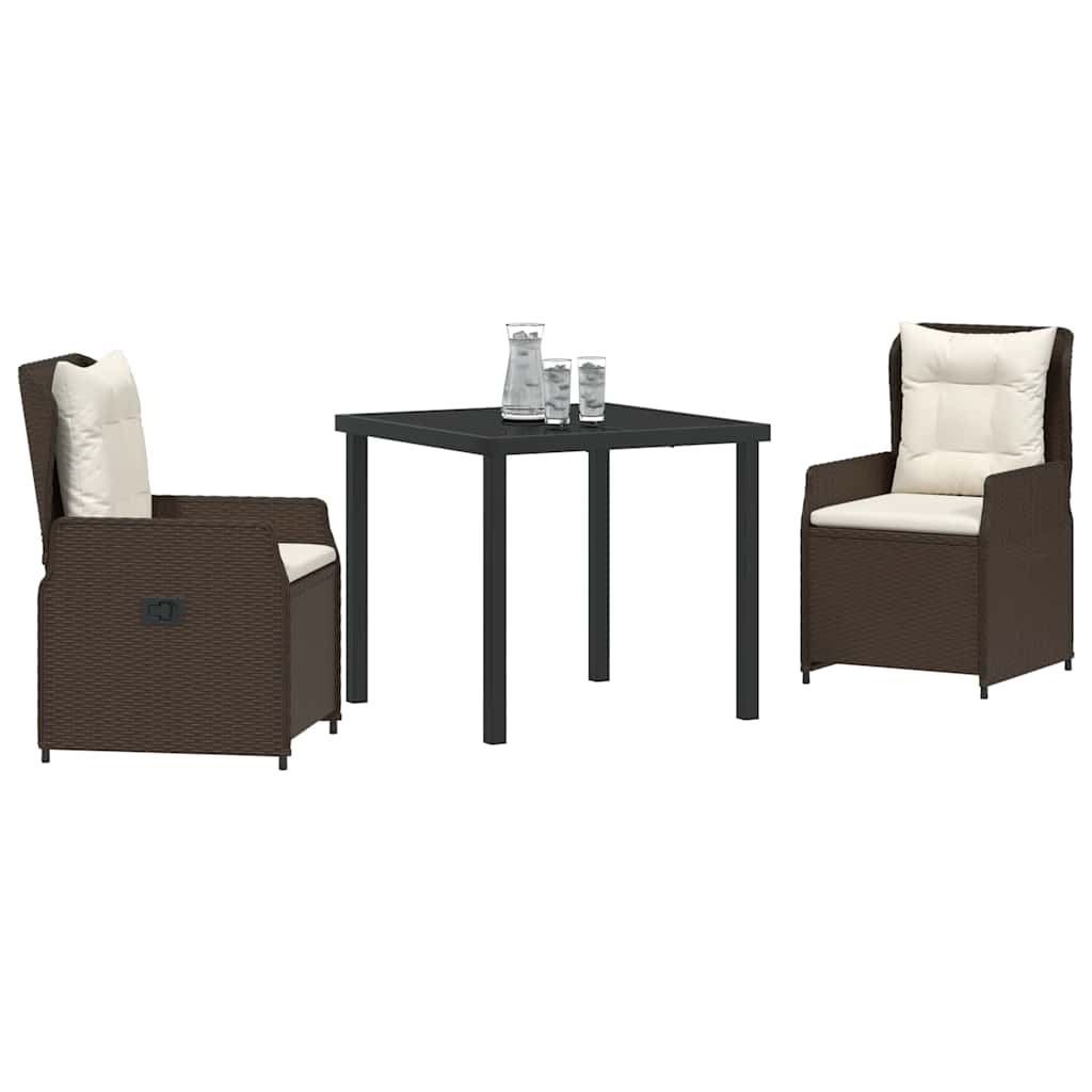 Ensemble de salle à manger pour jardin 3 pcs Marron polyrotin - XIOS