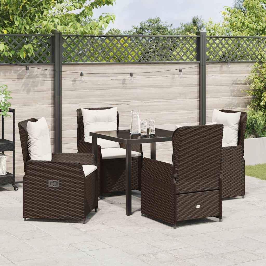 Ensemble de salle à manger pour jardin 5 pcs Marron polyrotin - XIOS