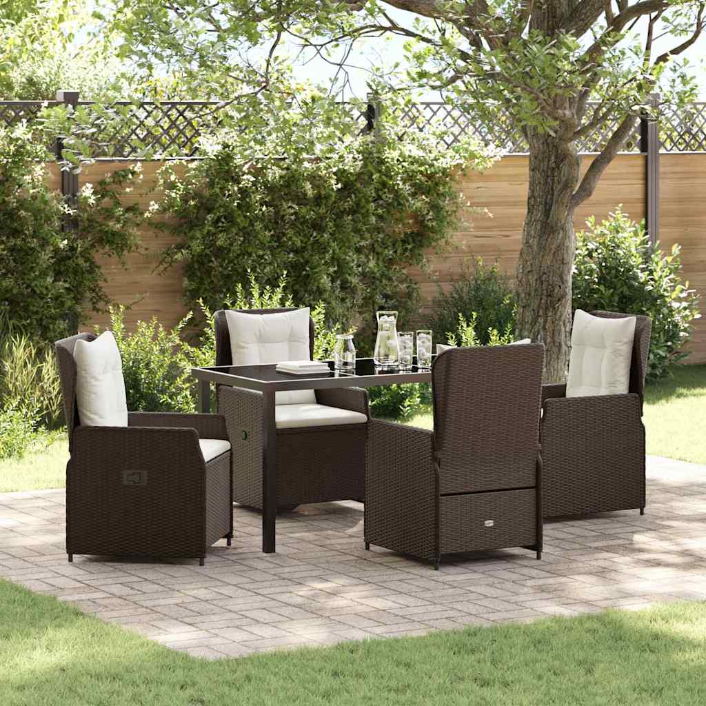 Ensemble de salle à manger pour jardin 5 pcs Marron polyrotin - XIOS