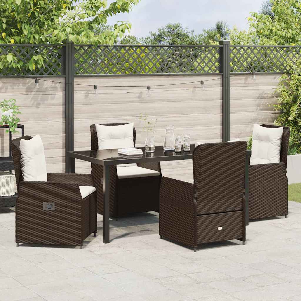 Ensemble de salle à manger pour jardin 5 pcs Marron polyrotin - XIOS