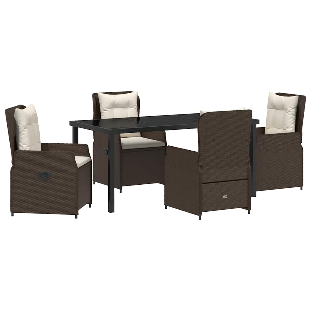 Ensemble de salle à manger pour jardin 5 pcs Marron polyrotin - XIOS
