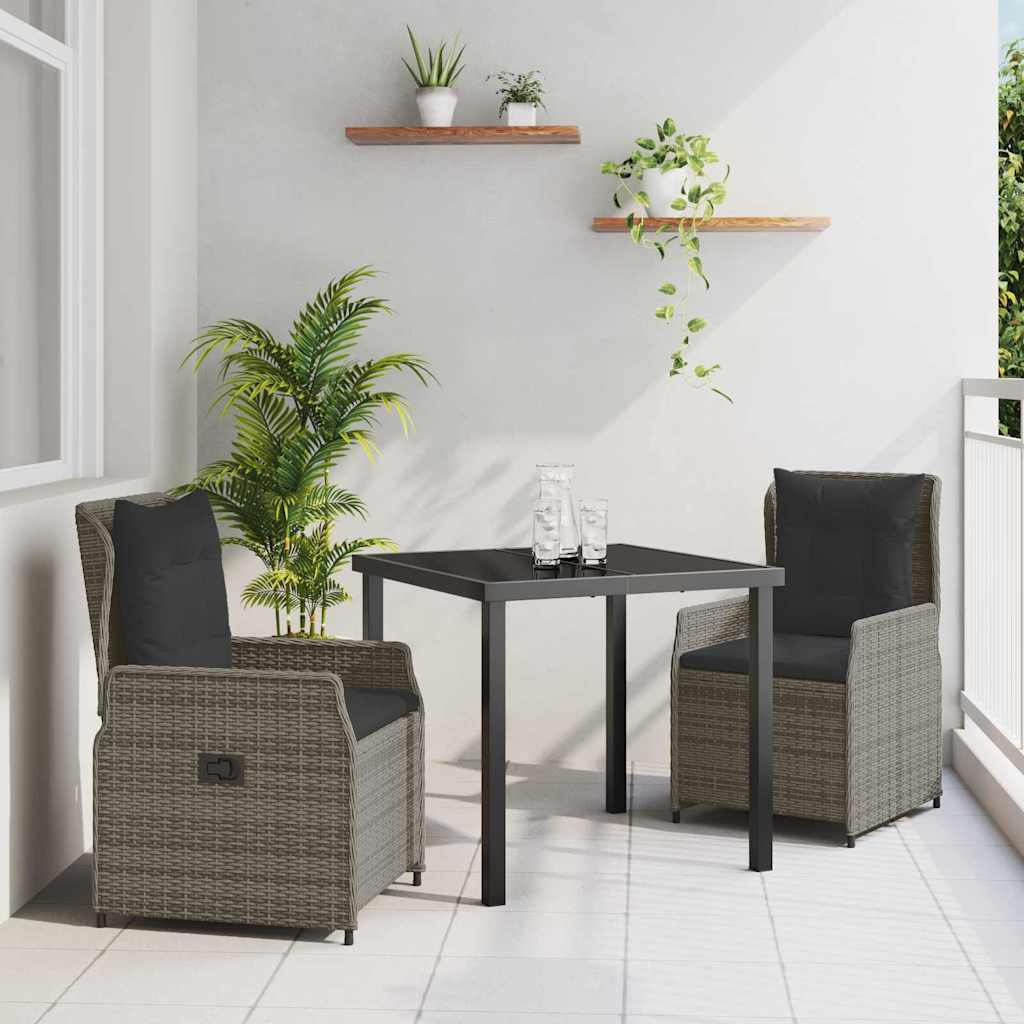 Ensemble de salle à manger pour jardin 3 pcs Gris polyrotin - XIOS