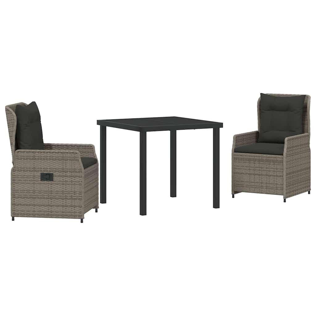 Ensemble de salle à manger pour jardin 3 pcs Gris polyrotin - XIOS
