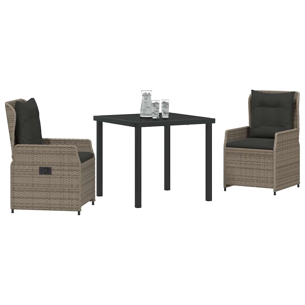 Ensemble de salle à manger pour jardin 3 pcs Gris polyrotin - XIOS