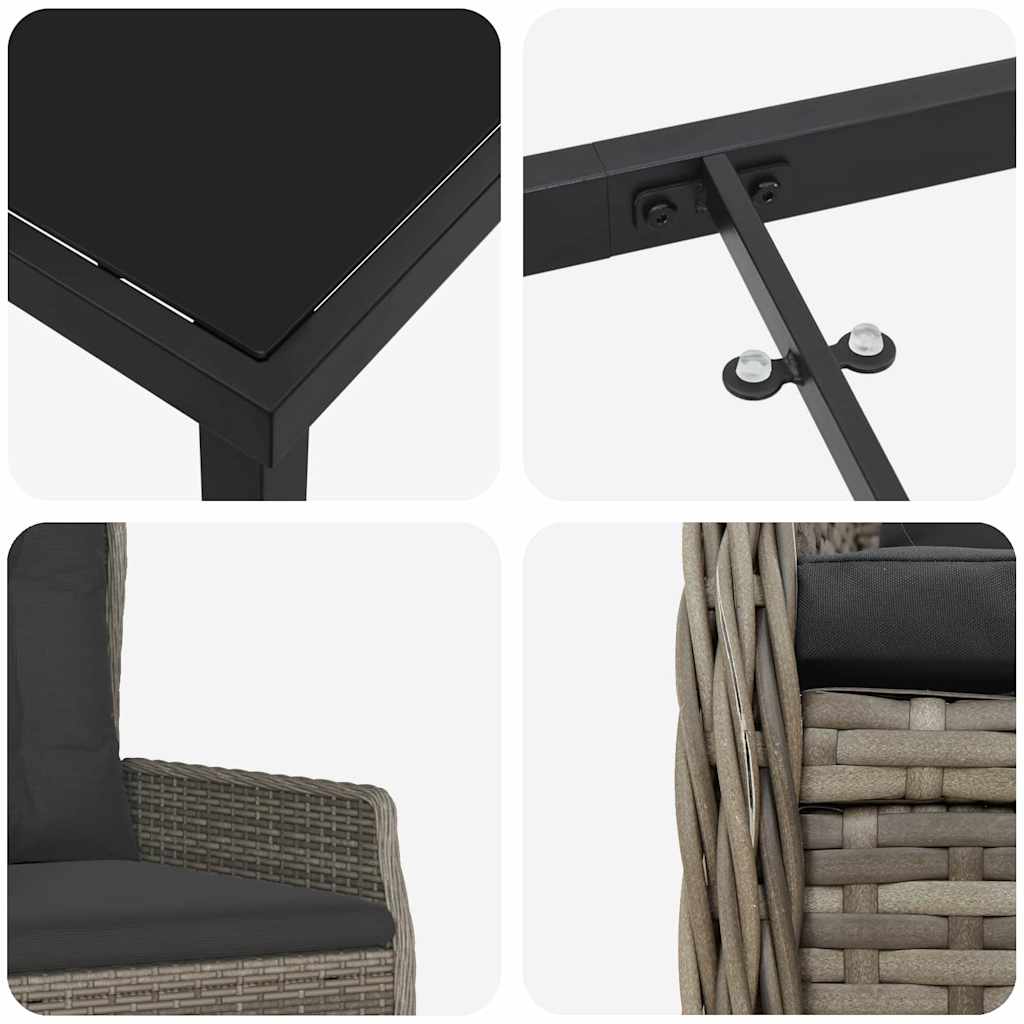 Ensemble de salle à manger pour jardin 5 pcs Gris polyrotin - XIOS