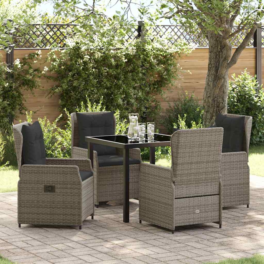 Ensemble de salle à manger pour jardin 5 pcs Gris polyrotin - XIOS