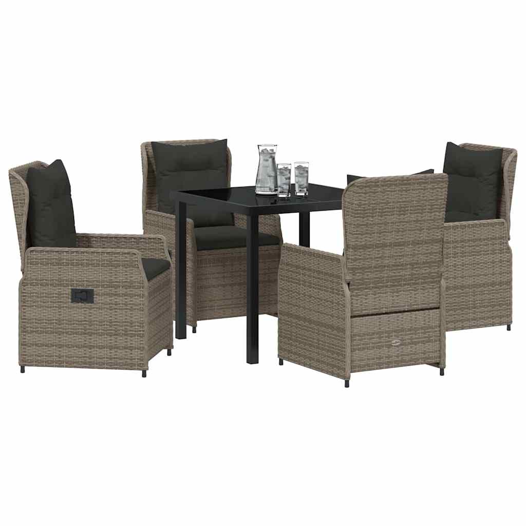 Ensemble de salle à manger pour jardin 5 pcs Gris polyrotin - XIOS