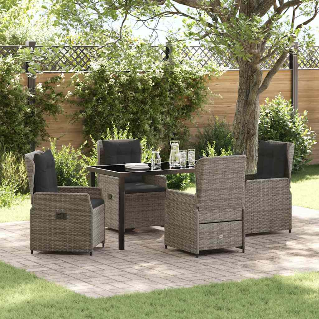 Ensemble de salle à manger pour jardin 5 pcs Gris polyrotin - XIOS