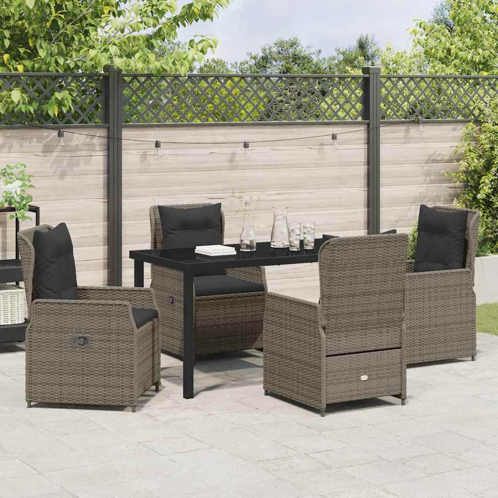 Ensemble de salle à manger pour jardin 5 pcs Gris polyrotin - XIOS