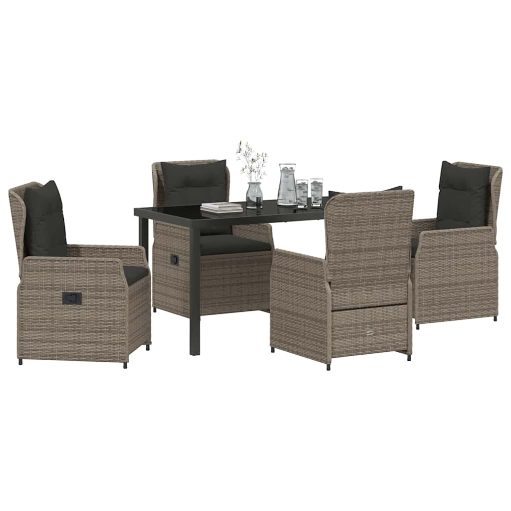 Ensemble de salle à manger pour jardin 5 pcs Gris polyrotin - XIOS