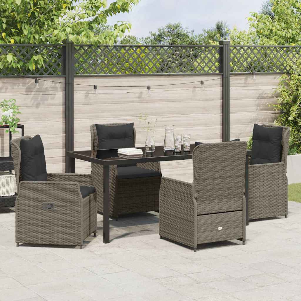 Ensemble de salle à manger pour jardin 5 pcs Gris polyrotin - XIOS