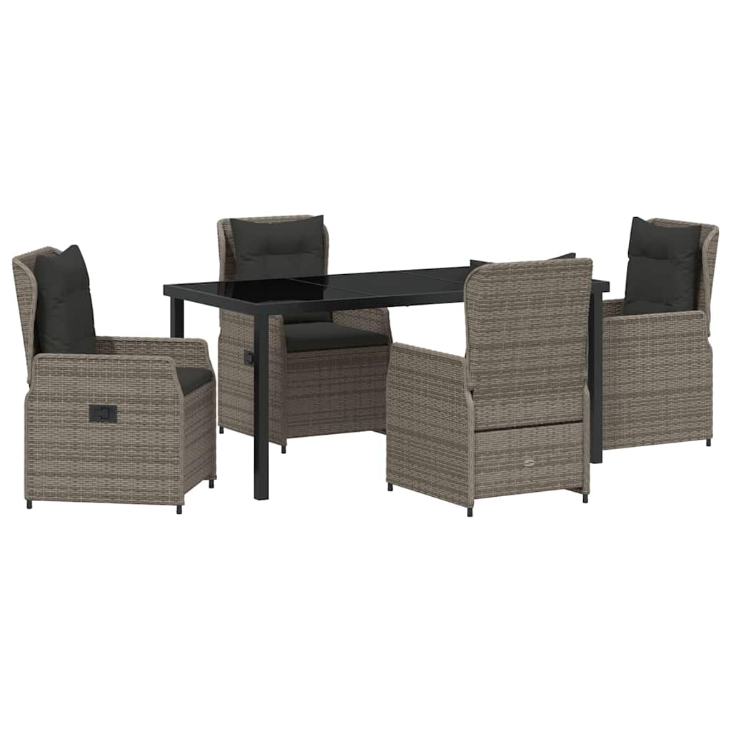 Ensemble de salle à manger pour jardin 5 pcs Gris polyrotin - XIOS