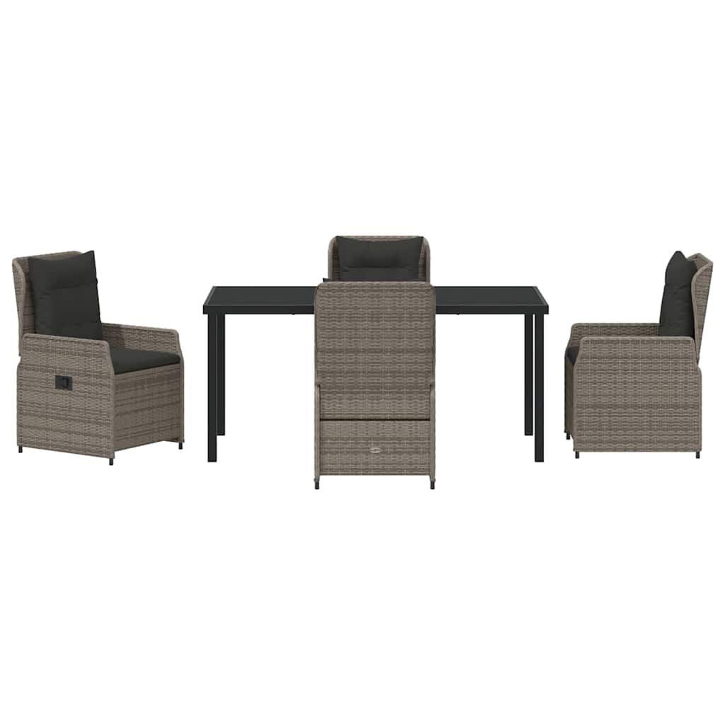 Ensemble de salle à manger pour jardin 5 pcs Gris polyrotin - XIOS