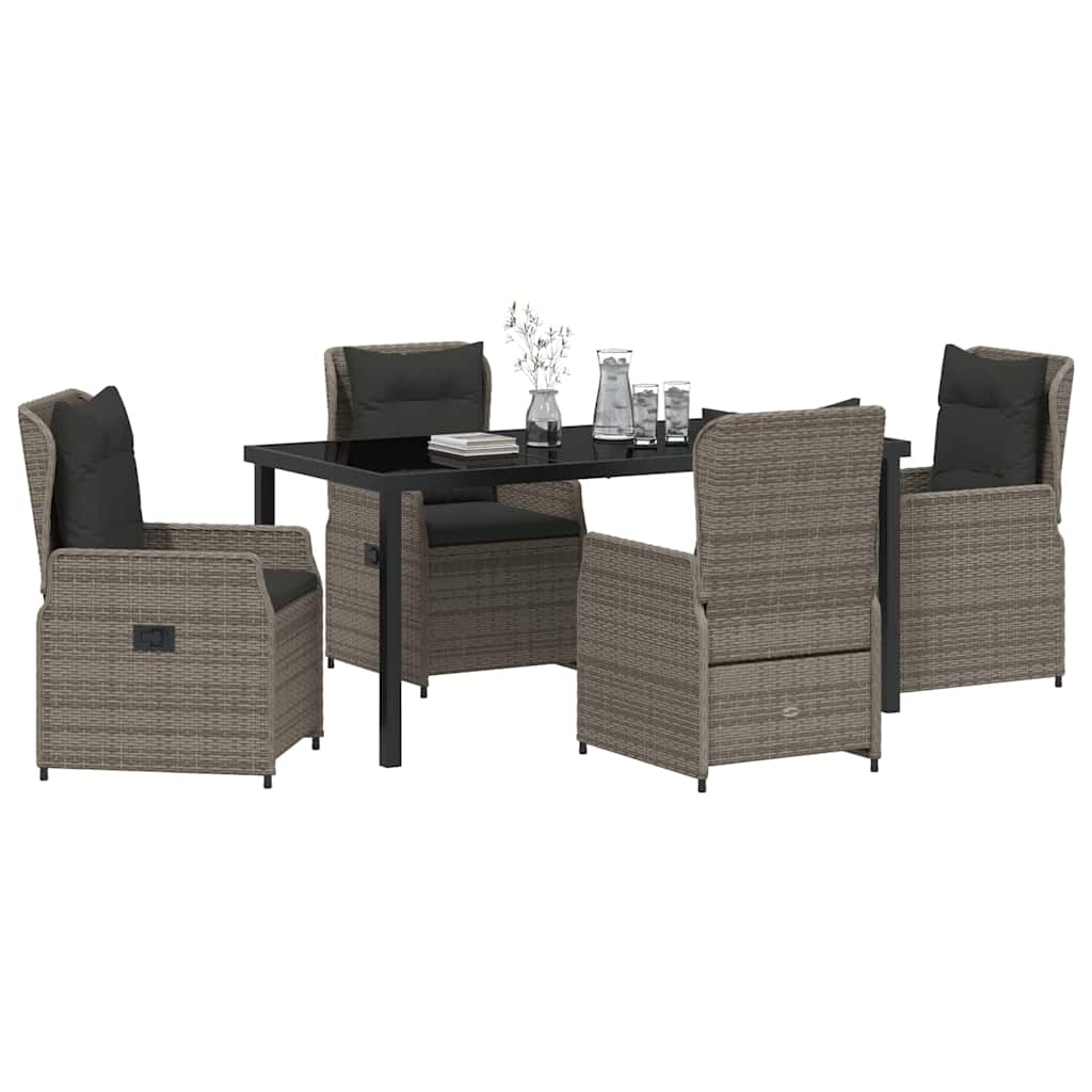 Ensemble de salle à manger pour jardin 5 pcs Gris polyrotin - XIOS