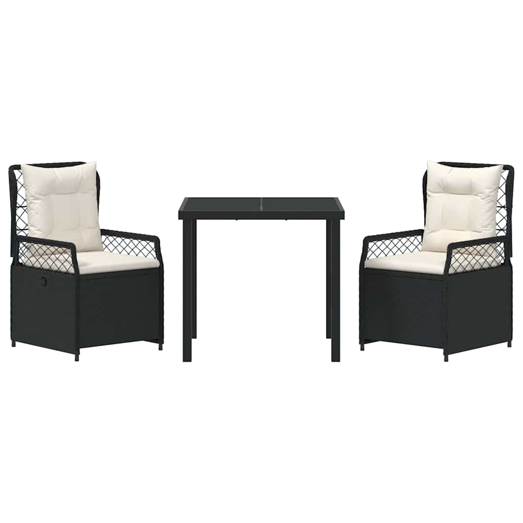 Ensemble de salle à manger pour jardin 3 pcs Noir polyrotin - XIOS