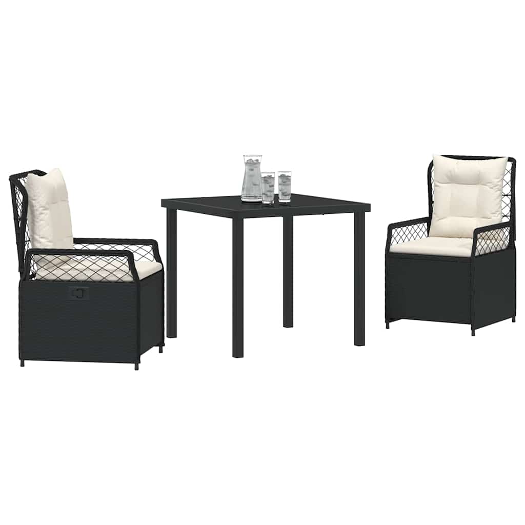 Ensemble de salle à manger pour jardin 3 pcs Noir polyrotin - XIOS