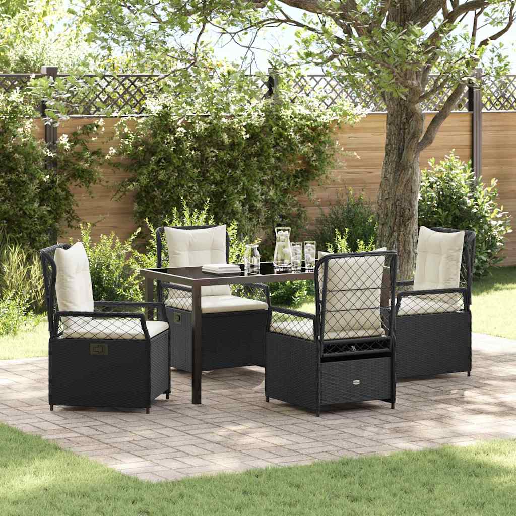 Ensemble de salle à manger pour jardin 5 pcs Noir polyrotin - XIOS