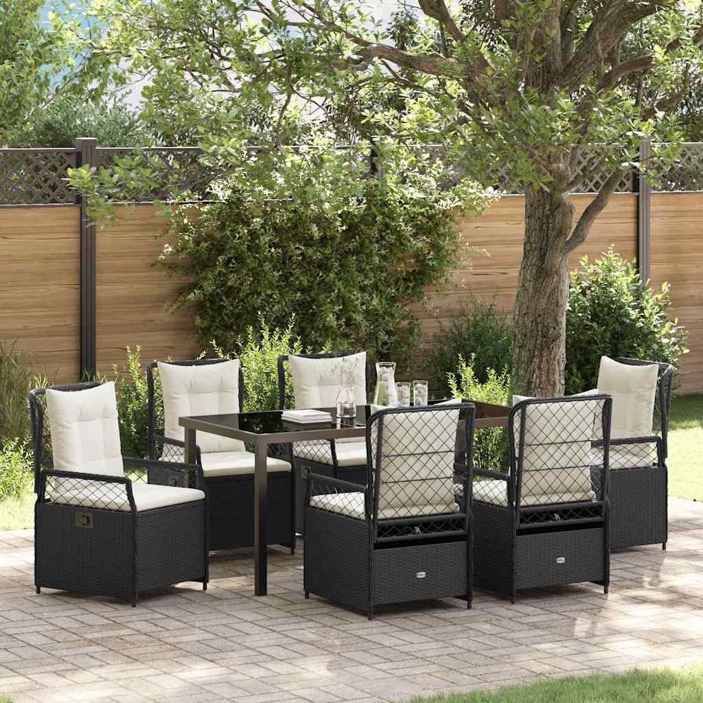 Ensemble de salle à manger pour jardin 7 pcs Noir polyrotin - XIOS
