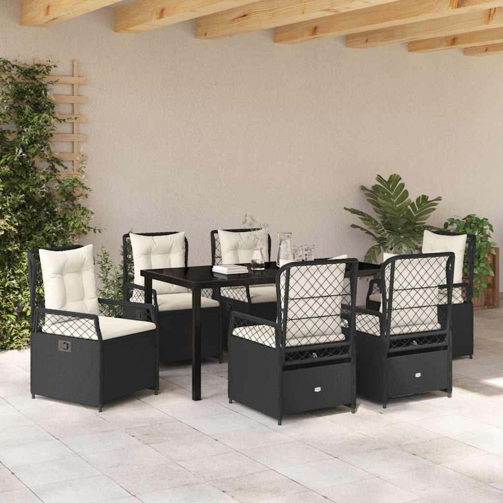 Ensemble de salle à manger pour jardin 7 pcs Noir polyrotin - XIOS