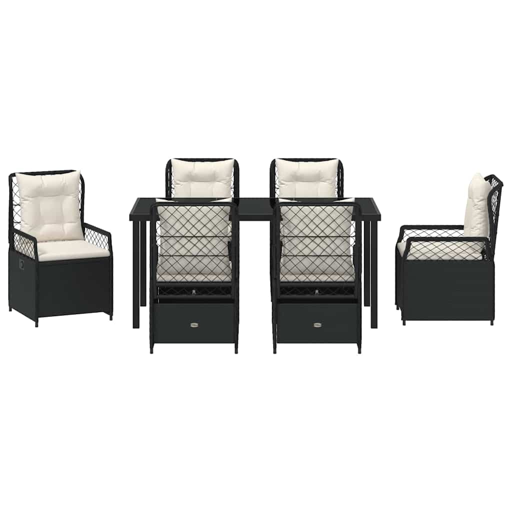 Ensemble de salle à manger pour jardin 7 pcs Noir polyrotin - XIOS