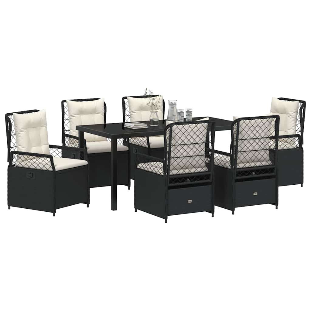 Ensemble de salle à manger pour jardin 7 pcs Noir polyrotin - XIOS