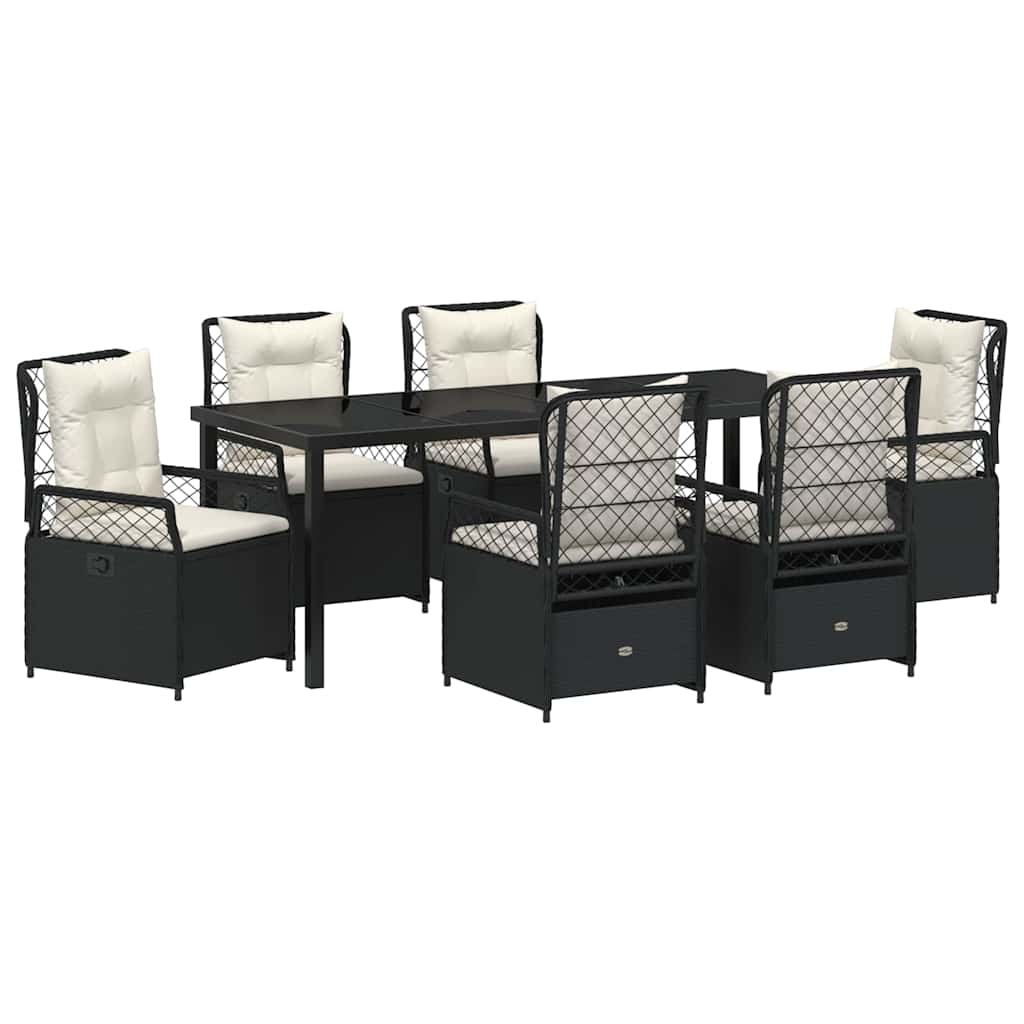 Ensemble de salle à manger pour jardin 7 pcs Noir polyrotin - XIOS
