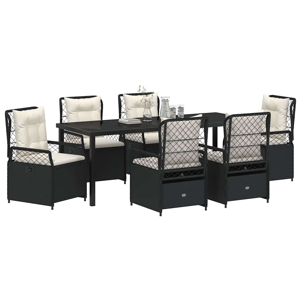 Ensemble de salle à manger pour jardin 7 pcs Noir polyrotin - XIOS