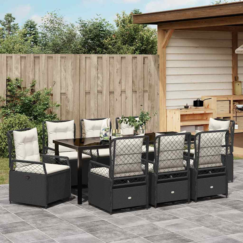 Ensemble de salle à manger pour jardin 9 pcs Noir polyrotin - XIOS