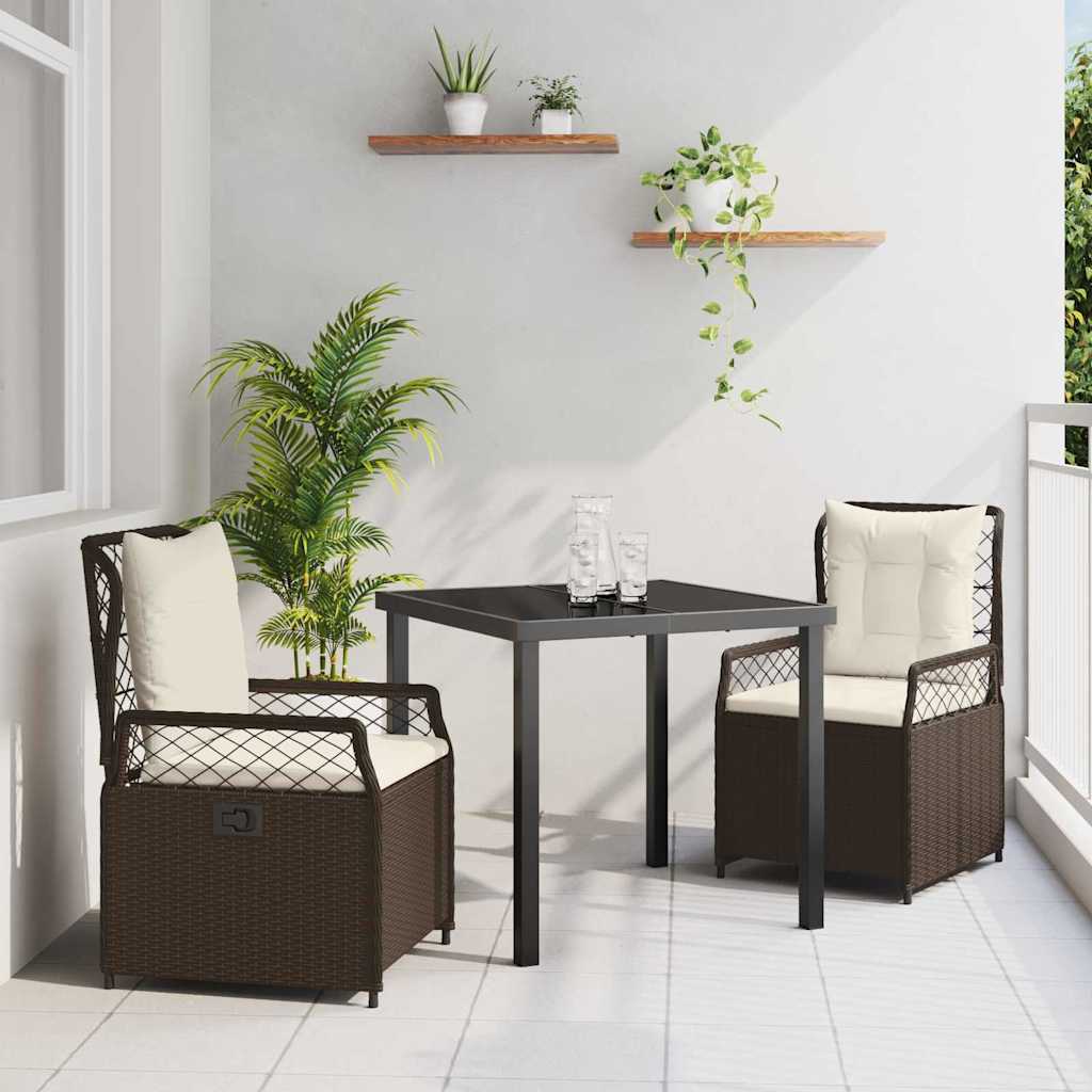 Ensemble de salle à manger pour jardin 3 pcs Marron polyrotin - XIOS