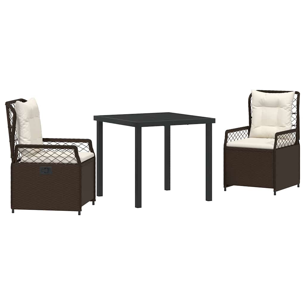 Ensemble de salle à manger pour jardin 3 pcs Marron polyrotin - XIOS