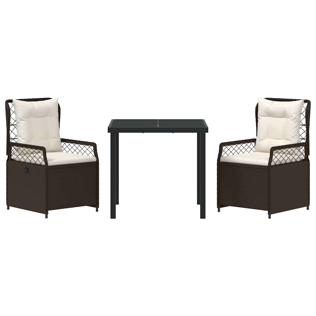 Ensemble de salle à manger pour jardin 3 pcs Marron polyrotin - XIOS