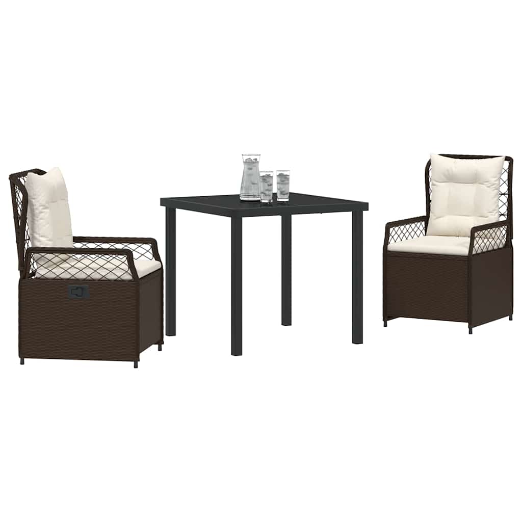 Ensemble de salle à manger pour jardin 3 pcs Marron polyrotin - XIOS