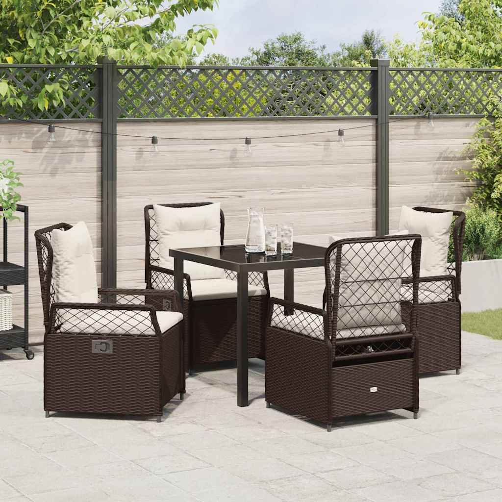 Ensemble de salle à manger pour jardin 5 pcs Marron polyrotin - XIOS