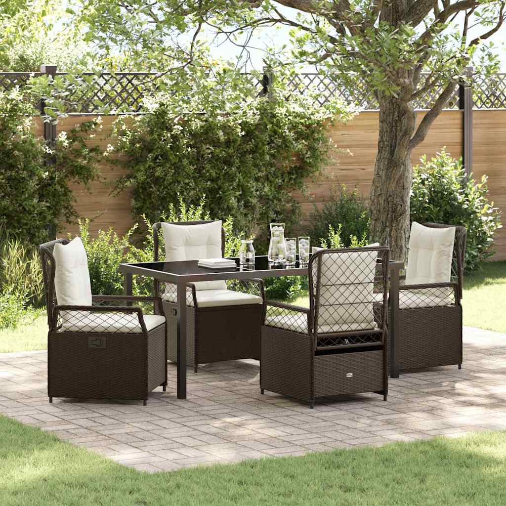 Ensemble de salle à manger pour jardin 5 pcs Marron polyrotin - XIOS
