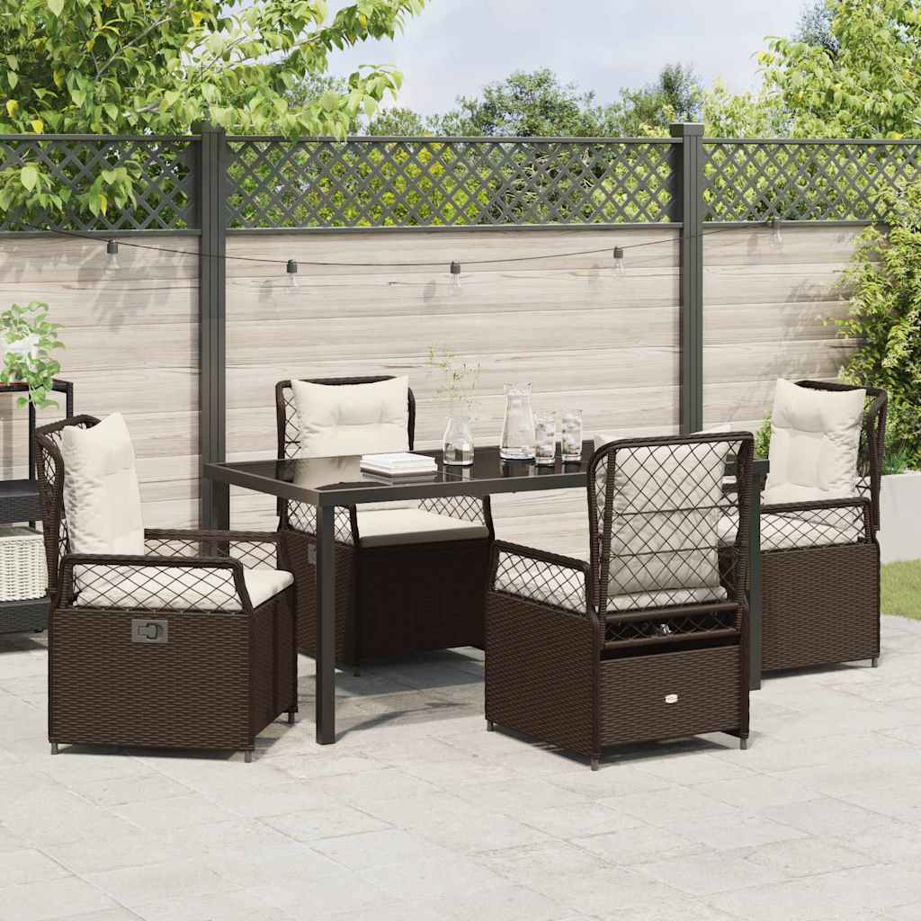 Ensemble de salle à manger pour jardin 5 pcs Marron polyrotin - XIOS