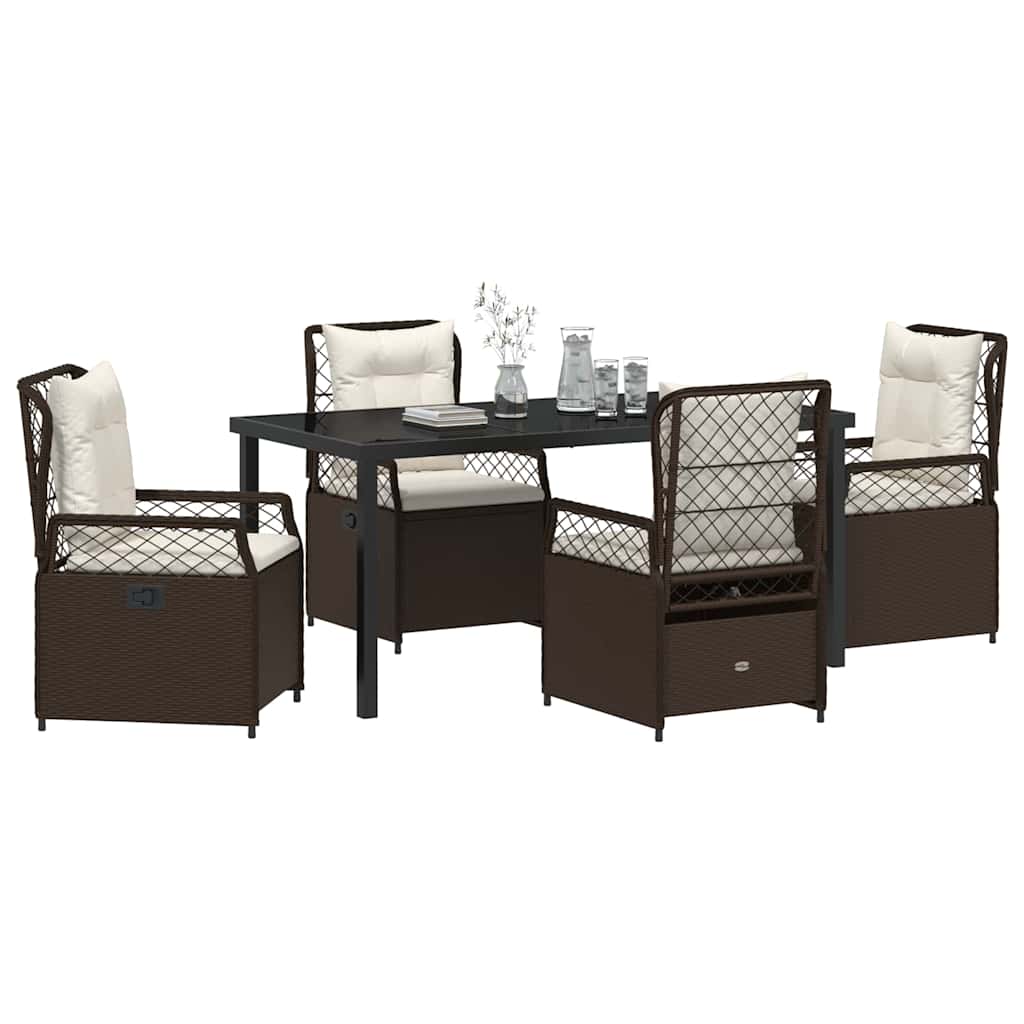 Ensemble de salle à manger pour jardin 5 pcs Marron polyrotin - XIOS