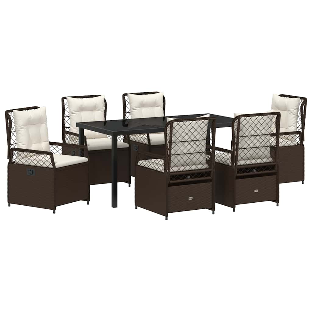 Ensemble de salle à manger pour jardin 7 pcs Marron polyrotin - XIOS
