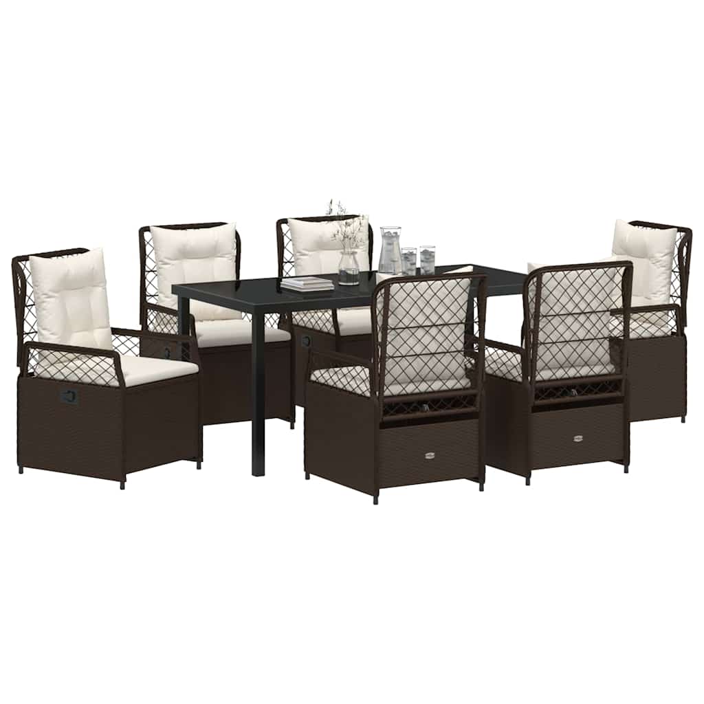 Ensemble de salle à manger pour jardin 7 pcs Marron polyrotin - XIOS