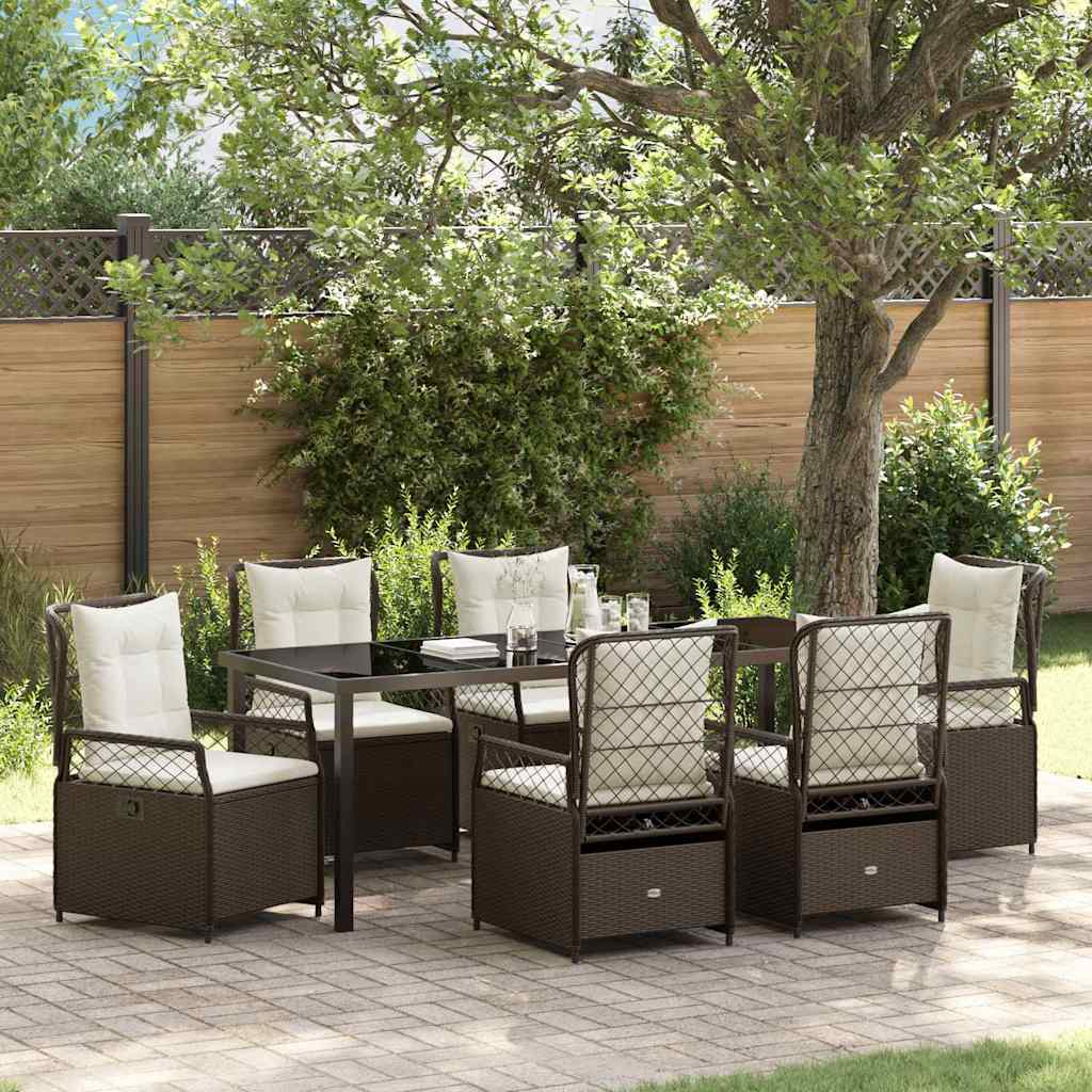 Ensemble de salle à manger pour jardin 7 pcs Marron polyrotin - XIOS