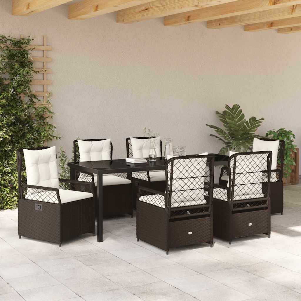 Ensemble de salle à manger pour jardin 7 pcs Marron polyrotin - XIOS
